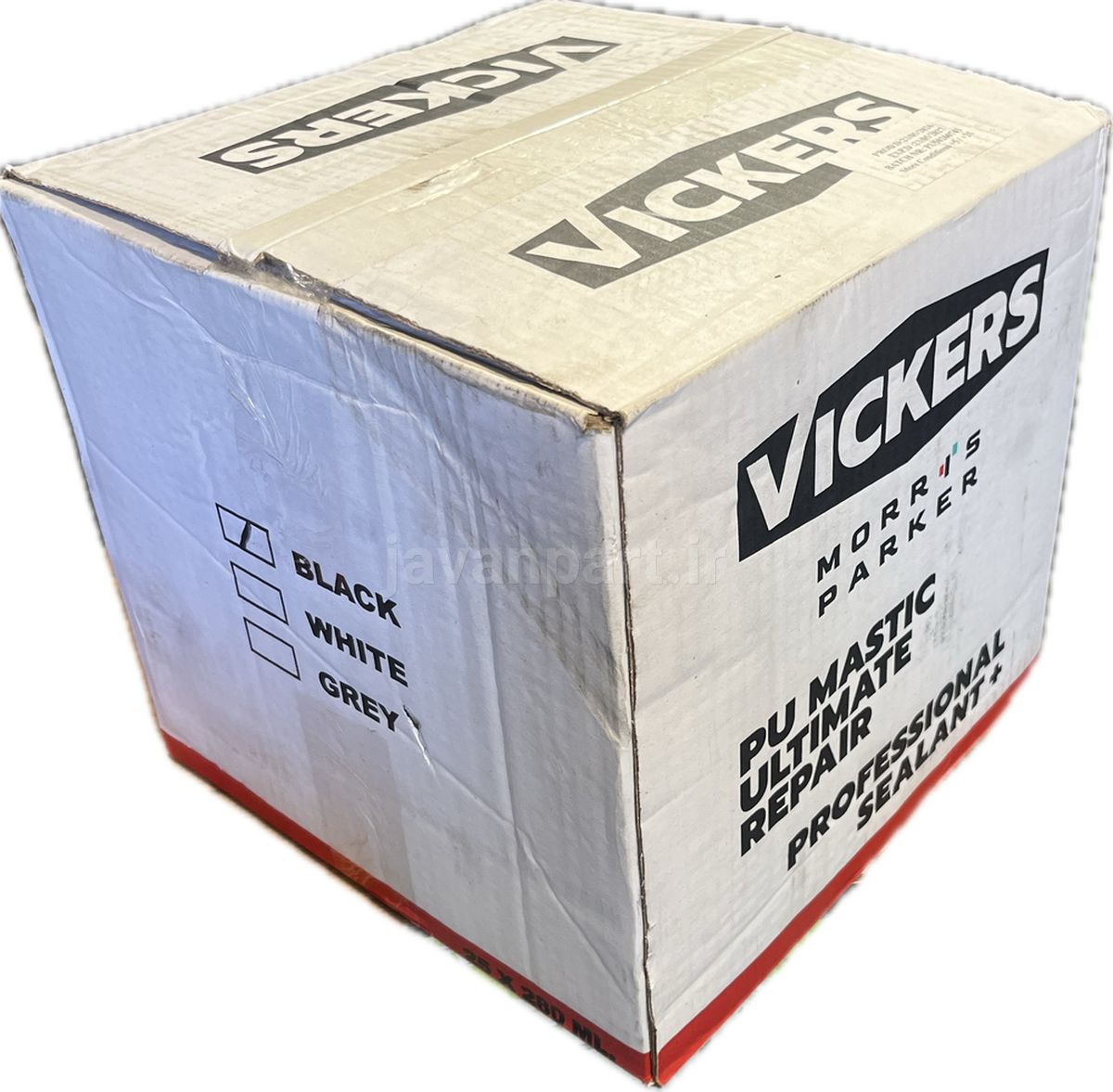 خرید و قیمت چسب پلی اورتان کارتریجی ویکرز (Vickers) مشکی 280 میل - کارتن 25عددی - جوان پارت